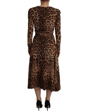 Dolce & Gabbana Leopard Wrap A-Line Maxi Viscose Dress - Black