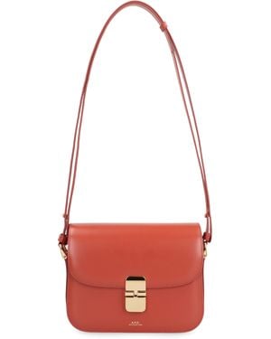A.P.C. Grace Small Leather Crossbody Bag Cowhide Shoulder - Red