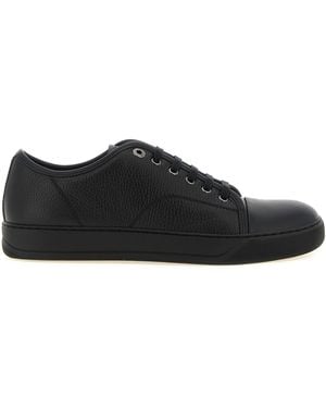 Lanvin Hammered Leather Low-Top Sneaker - Black
