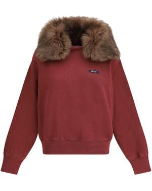 Prada Sweatshirt With A Shearling Collar - Red
