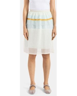 Bielo Plastic Stripe Shimmer-Striped Midi Skirt - Blue