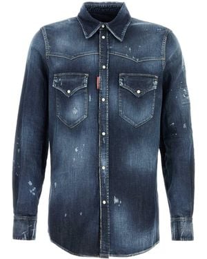 DSquared² Stretch Denim Fashion Western Shirt - Blue