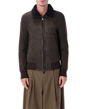 S.W.O.R.D 6.6.44 Shearling Jacket With Fur Collar Leather - Black
