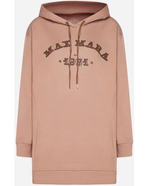 Max Mara Adito Logo Cotton Hoodie - Pink