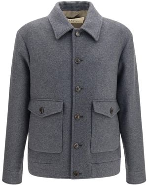 Valentino Jacket Wool And Cashmere Merino Shirt - Grey