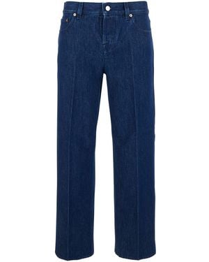 Gucci Jeans With Front Pences And Logo Patch On The Rear - Blue