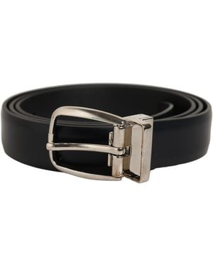 Dolce & Gabbana Calf Leather Metal Buckle Belt Dark - Black