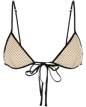 Prada Prada Printed Silk Chiffon Bikini Top - Natural