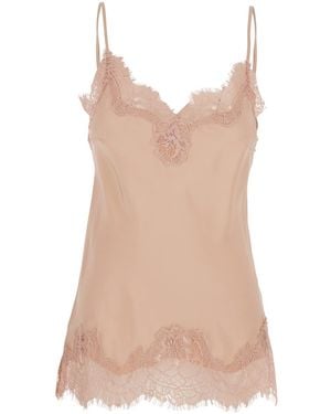 Gold Hawk Top With Lace Embroidery Details And Thin Straps - Pink