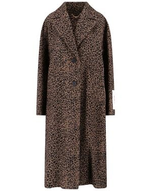 Golden Goose Animalier Print Single-Breasted Coat - Brown