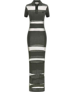 Coperni Striped Sheer Polo Dress Cotton Polyamide Elastane - Green