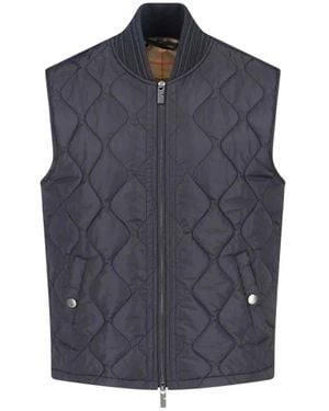 Burberry Down Vest With Logo - Blue