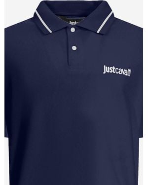 Just Cavalli Polo Shirt Two-Tone Collar Cotton - Blue