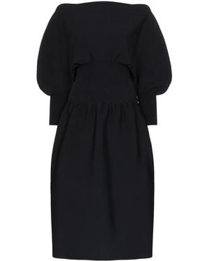 Bottega Veneta Pouf Sleeve Flared Midi Dress - Black