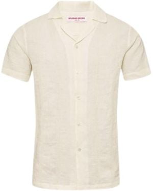 Orlebar Brown Hibbert Linen Woven Stripe-277940-Sandbar,Tan Clothing - White