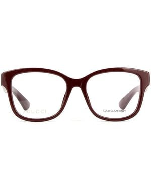 Gucci Eyeglasses Square Full Rim, Frame And Clear Demo Lenses Lens Gg1340O005 - Brown