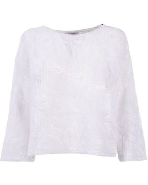 Kangra Crew Neck With Cornely Embroidery And Sequins - White