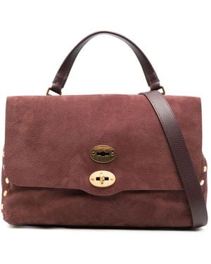 Zanellato Postina Jones Medium Suede Leather Handbag - Purple