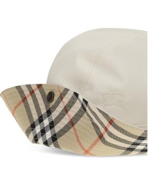 Burberry Check Bucket Hat - White