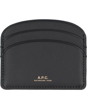 A.P.C. Lune Leather Card Holder Cotton Wallets & Purses - Black