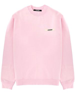 Jacquemus Grosgrain Logo Sweatshirt Cotton Sweatshirts - Pink