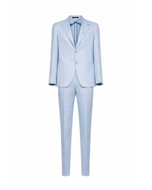 Tagliatore Suit Montecarlo Linen Blend - Blue
