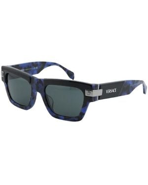 Versace Sunglasses Rectangle Full Rim, Havana Frame And Dark Lens Ve4464F545887 - Blue
