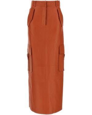Zimmermann Illustration Leather Cargo Maxi Skirt - Orange