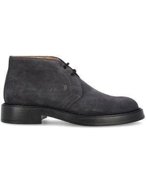 Tod's Round Toe Lace-up Desert Boots - Black