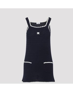 Celine Triomphe Cotton Mini Dress - Blue