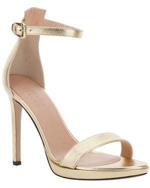 Le Plain Heels Plateau With Ankle Strap Suede - Metallic