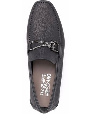 Ferragamo Gancini Pebbled Driving Shoes - Grey