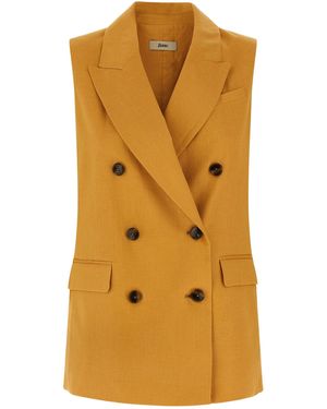 Herno Linen Double-Breasted Vest - Yellow