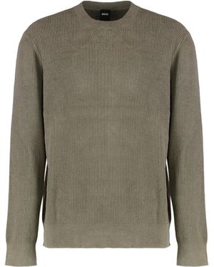 BOSS Sweater With Velvet Ribbing Viscose Sweatshirts - Green