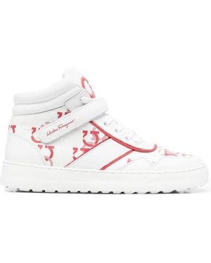 Ferragamo Noè High-Top Leather Trainers - Pink