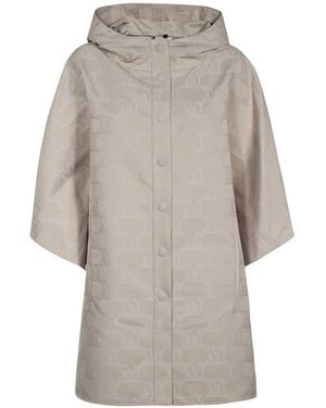 Max Mara Cape With Jacquard Logo - Grey