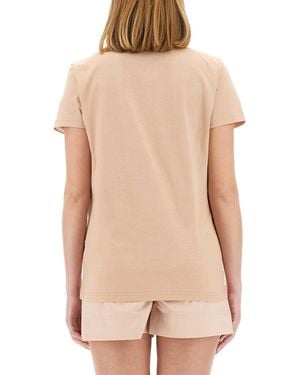 Moncler T-Shirt With Logo Cotton T-Shirts - Natural