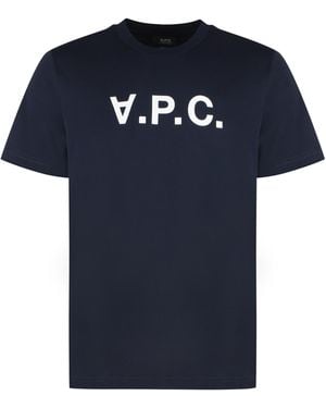 A.P.C. Cotton T-Shirt Standard Grand Vpc Dark-Ecru/Ecru T-Shirts - Blue