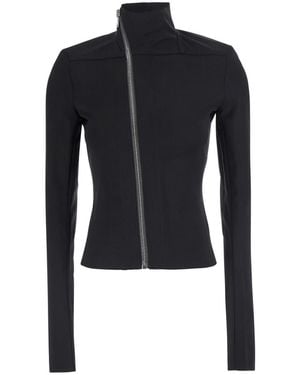 Rick Owens Crop Jacket Gary Wool Blend Coat - Blue