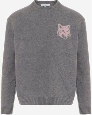 Maison Kitsuné Wool Logo Sweater - Gray