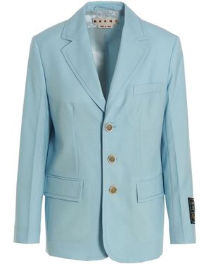 Marni Single-Breasted Blazer Jacket - Blue