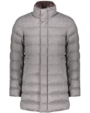 Herno Padded Jacket With Zip And Snaps - Gray