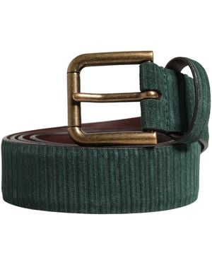 Dolce & Gabbana Velvet Leather Metal Buckle Belt Calf - Green