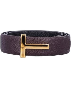 Tom Ford Small Grain Leather Icon Belt - Blue