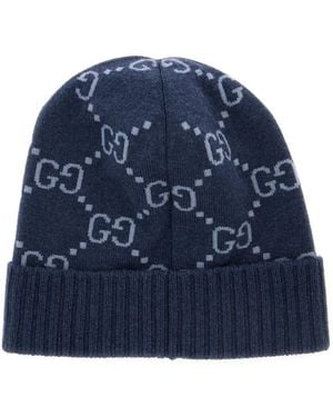 Gucci Hat Gg All-Over Cashmere Cuff - Blue