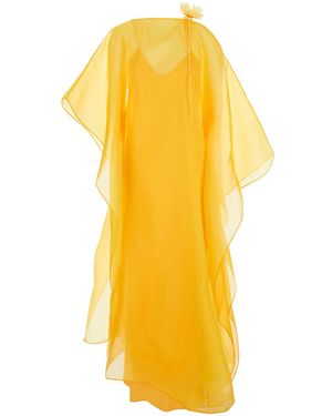‎Taller Marmo Sza Caftan With Semi-Transparent Design And Flower Detail - Yellow