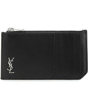 Saint Laurent Leather Card Holder - Black