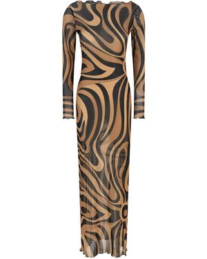 PUCCI Emilio 'Marmo' Print Tulle Dress - Metallic