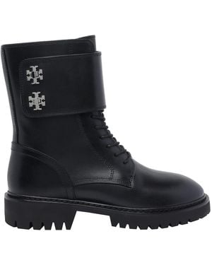 Tory Burch Logo Booties - Black