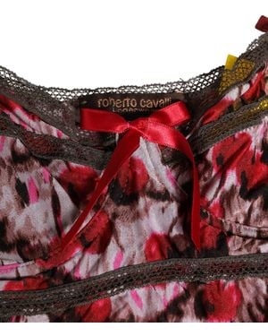 Roberto Cavalli Cherryprint Lace Bodysuit Underwear Clothing - Red